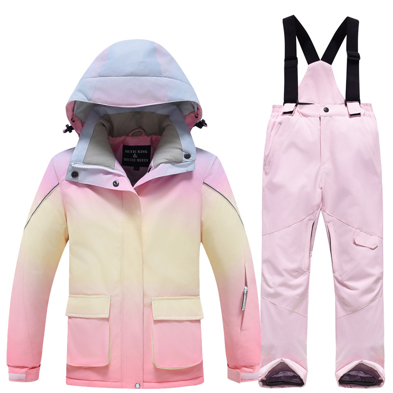 Outdoor Sport Waterproof Pants - Inverno com capuz jaqueta calças meninas